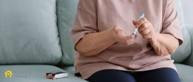 senior woman with diabetes checking insulin level